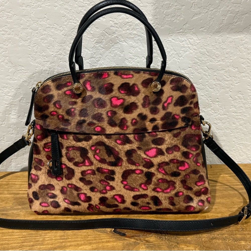 FURLA Piper 2way Harako unborn carf Leather leopard Hand Crossbody Bag Women